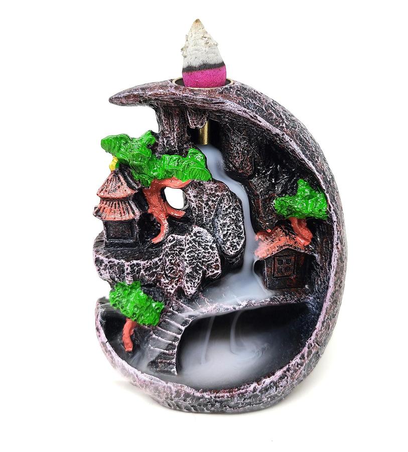 Mountain Waterfall Backflow Cone Incense Burner 3.5&quot;W x 4.5&quot;