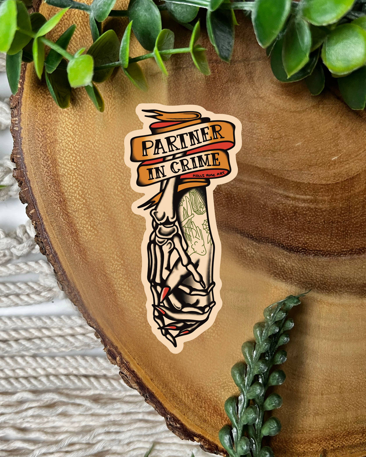 Partner In Crime American Traditional Tattoo Sticker