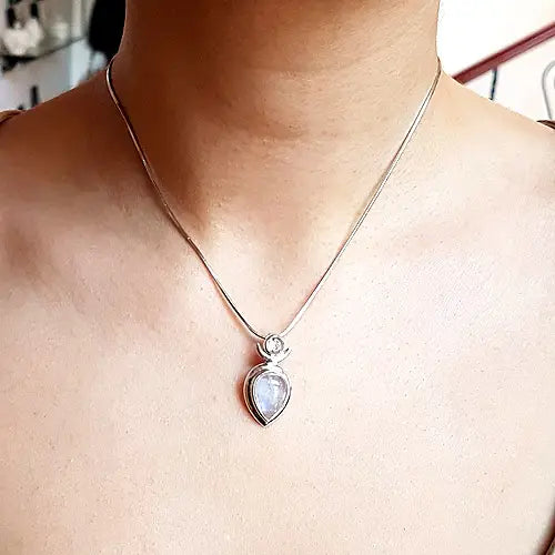 Goddess Series Moonstone & Blue Topaz Pendant