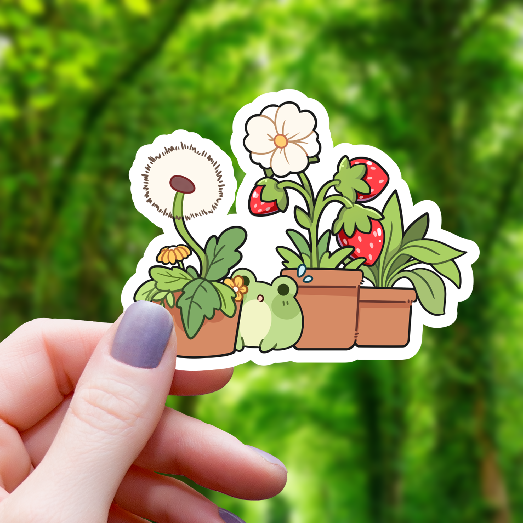 Frog Amongst Houseplants Sticker - 3"