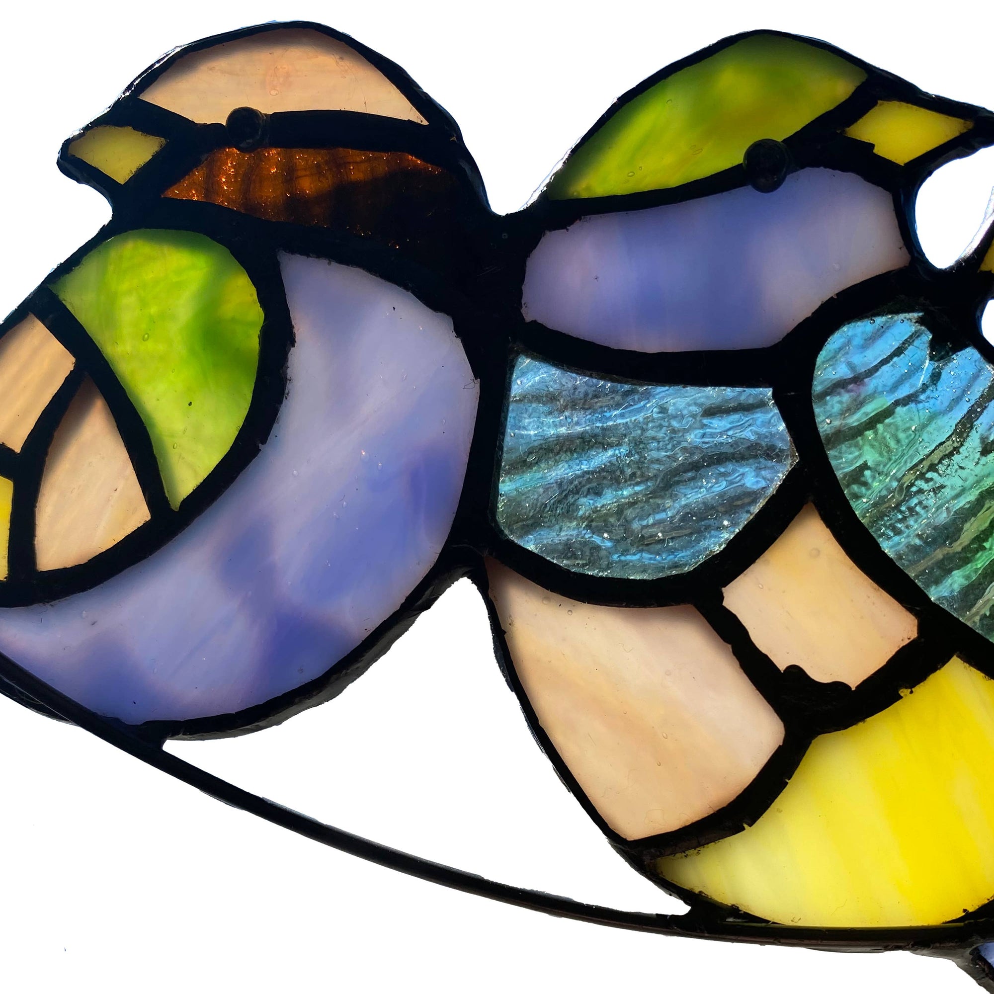 Three Birds Stained Glass Window Panel 4.5"H