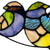 Three Birds Stained Glass Window Panel 4.5"H