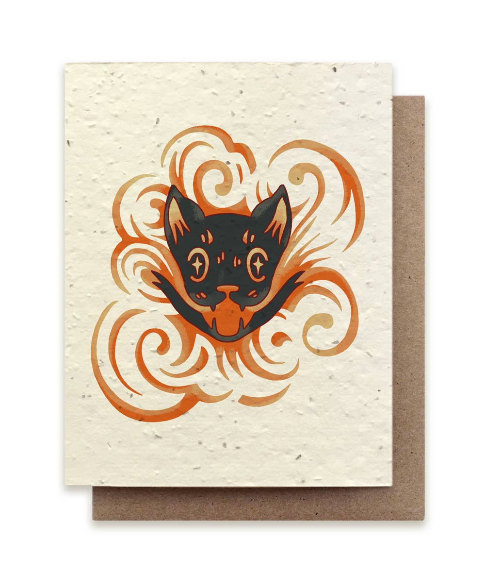 Black Cat Greeting Card - Plantable Seed Paper