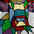 Multicolor Cow Stained Glass Window Panel 12.5"H