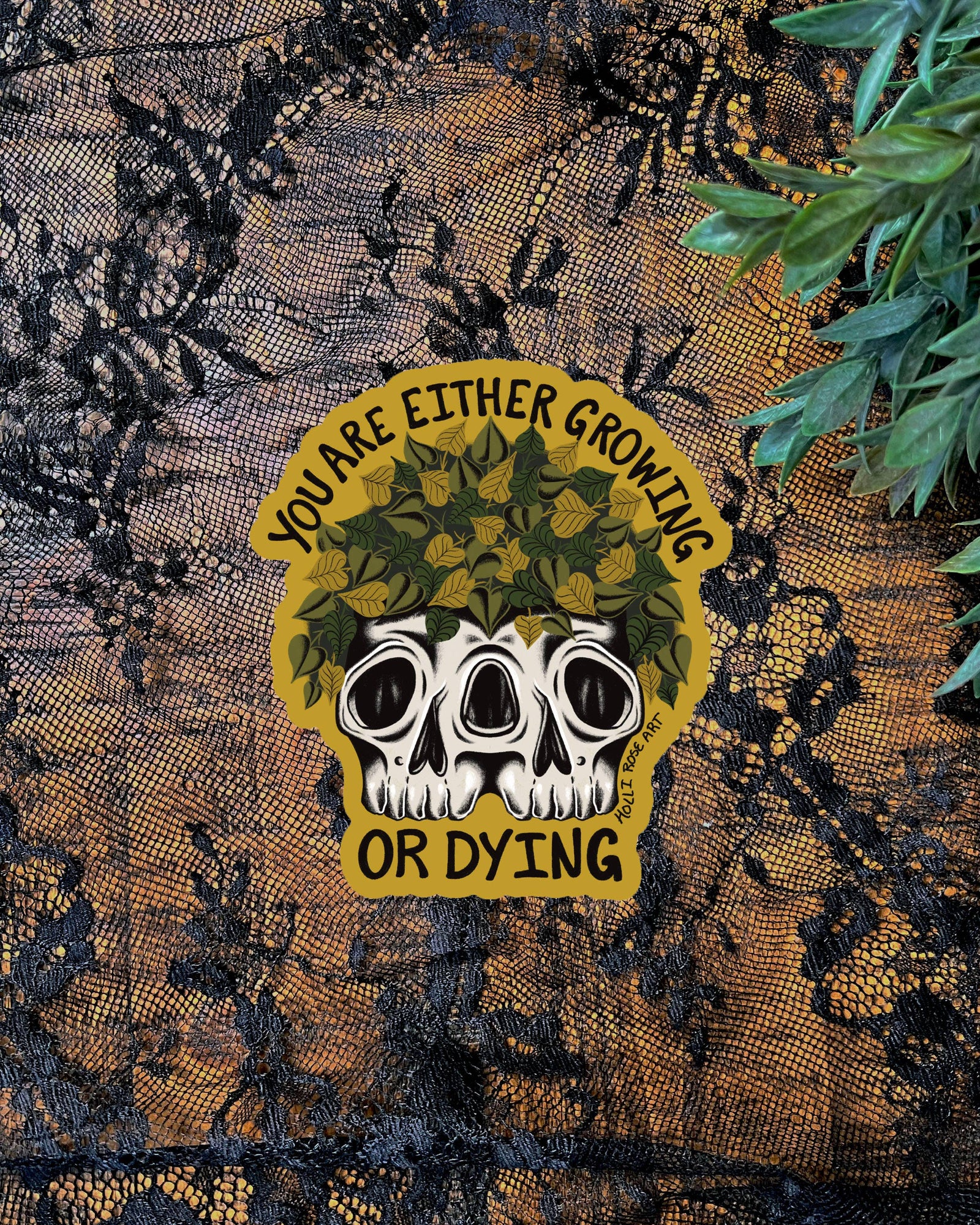 Growing or Dying Skull Plant Sticker