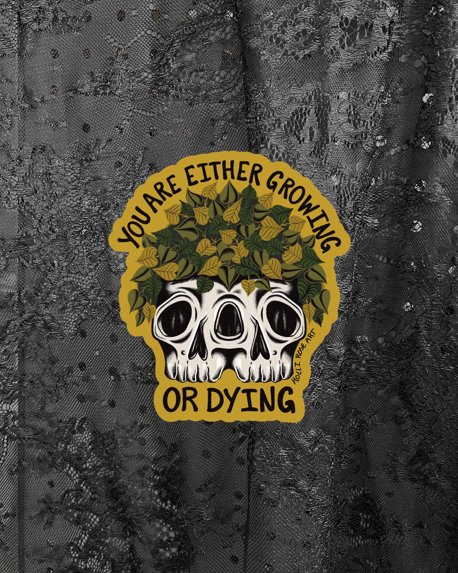 Growing or Dying Skull Plant Sticker