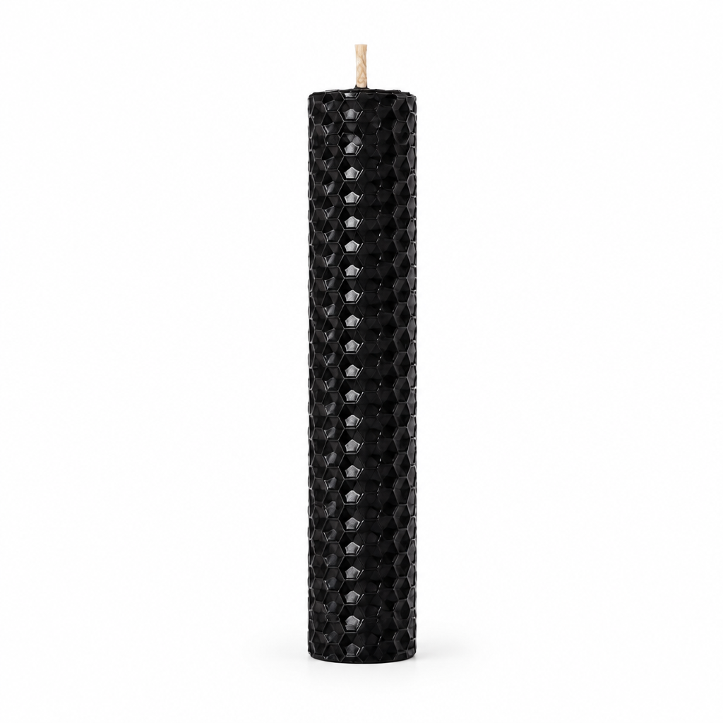Black Beeswax Candle – 8" Hand-Rolled Candle for Elegant Décor | Natural Beeswax, Warm Golden Glow