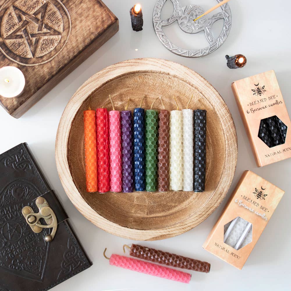 Set of 6 Pink Beeswax Magic Spell Candles