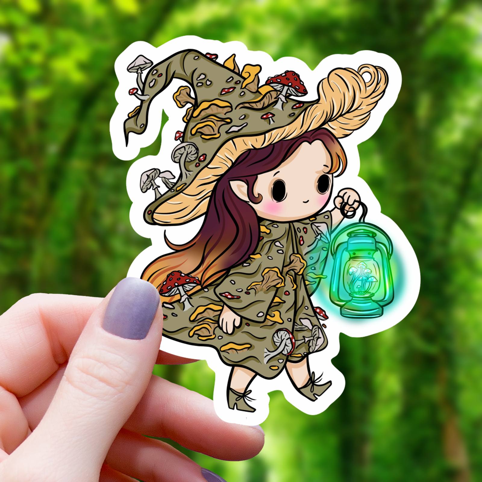Mushroom Witch Sticker - 3"