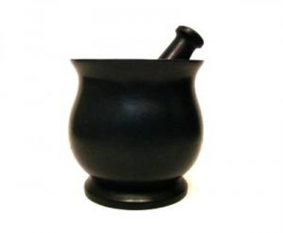 Black Cauldron Style Soapstone Mortar &amp; Pestle
