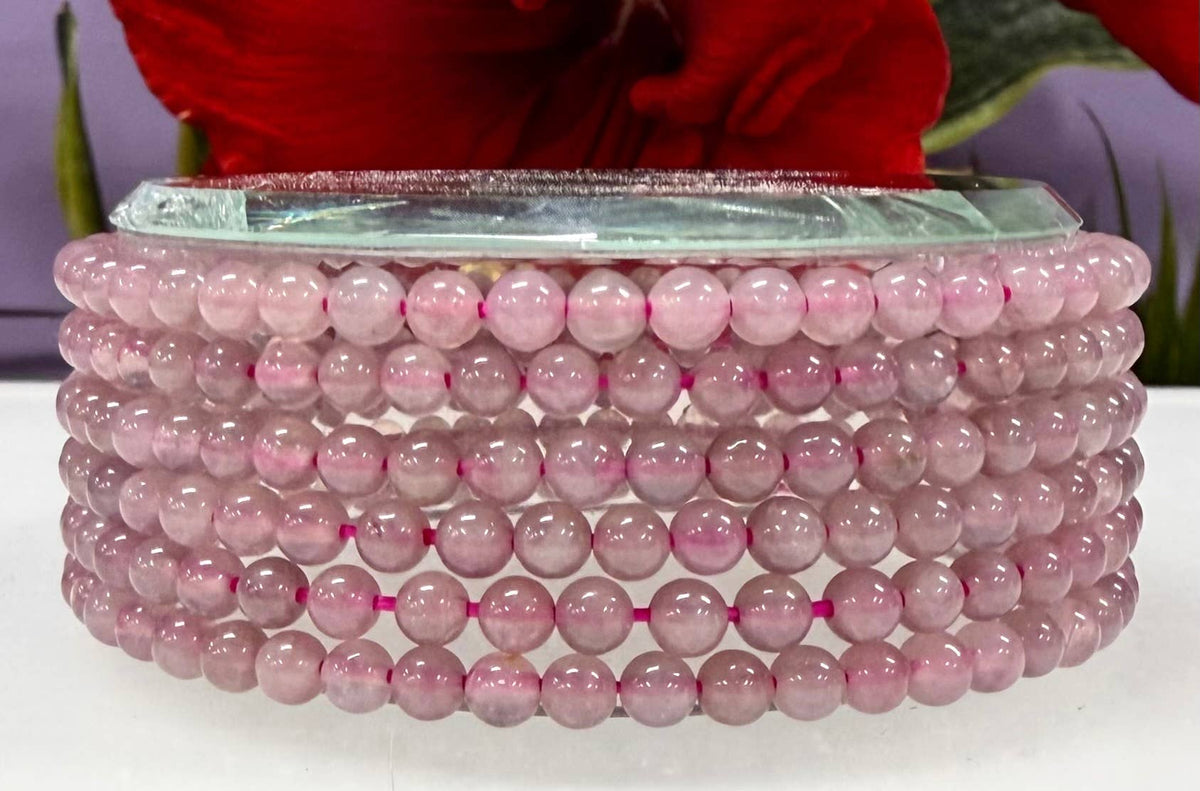 Natural Purple Rose Quartz Stretch Bracelet (4mm, 7.5”)