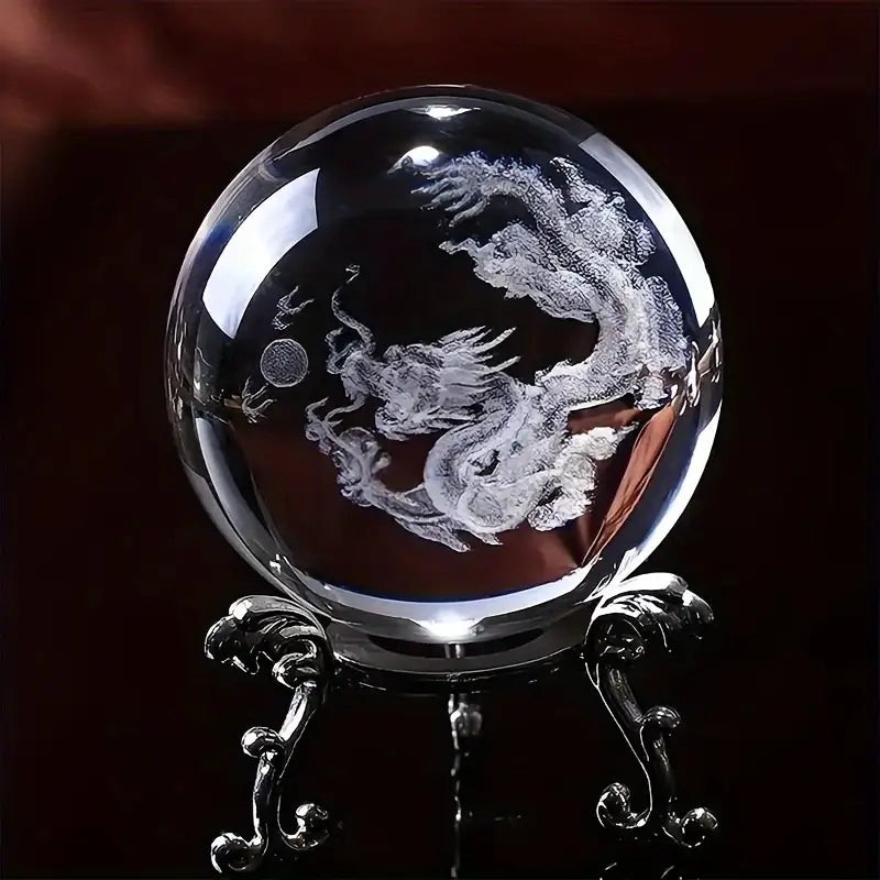 Clear Glass Sphere with Engraved Image