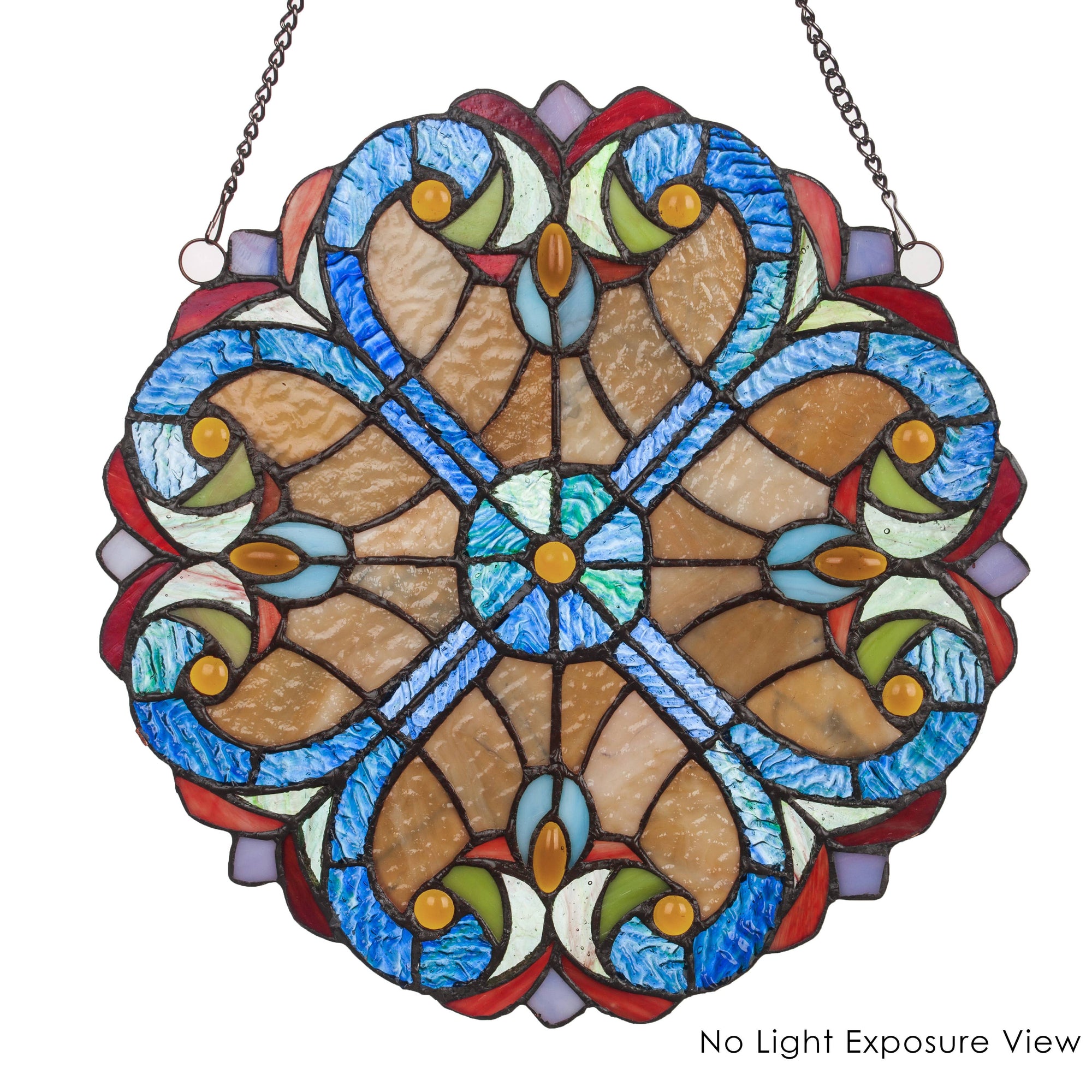 Multicolor Stained Glass Window Panel 12"H