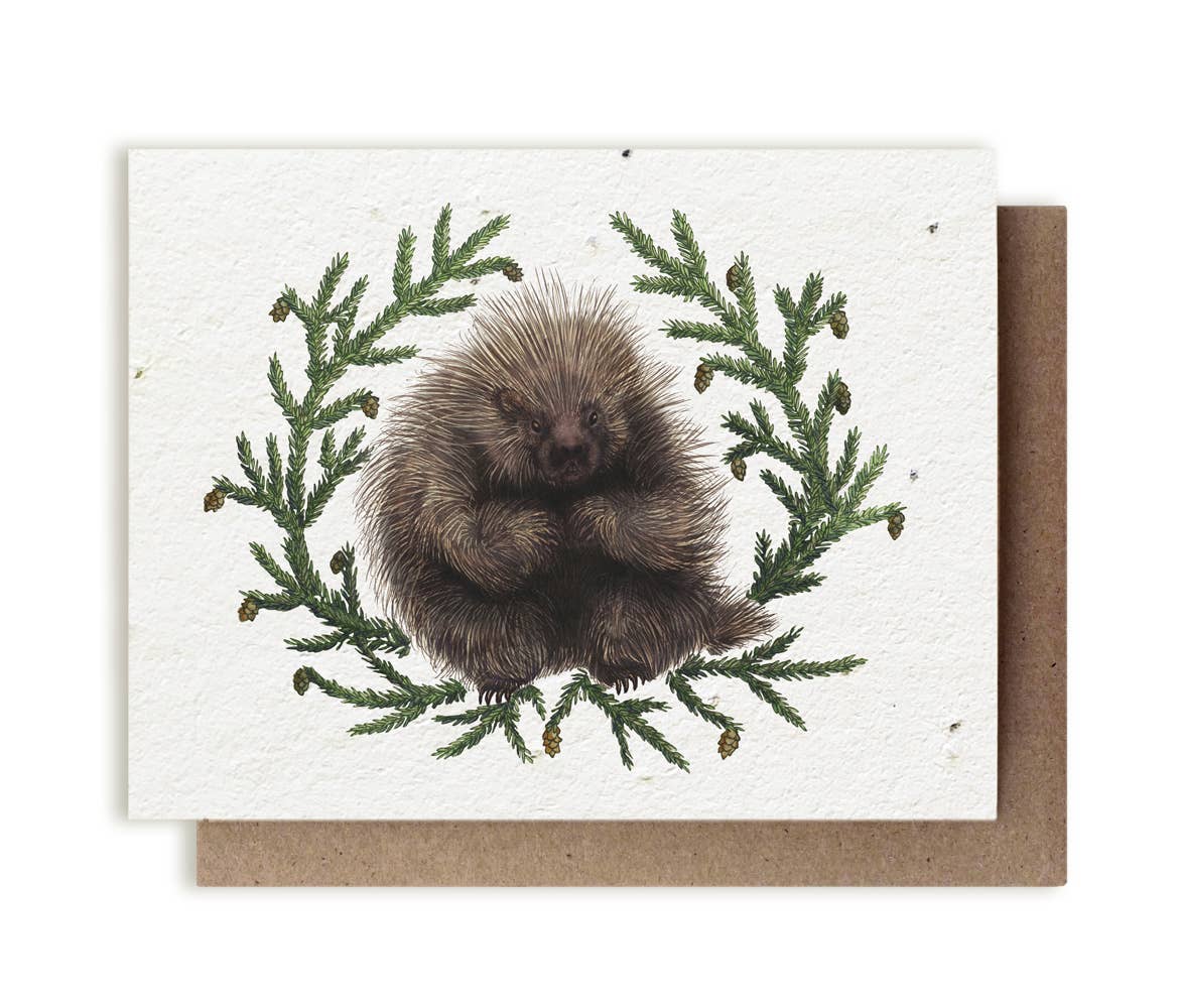 Porcupine & Hemlock Greeting Card - Plantable Seed Paper