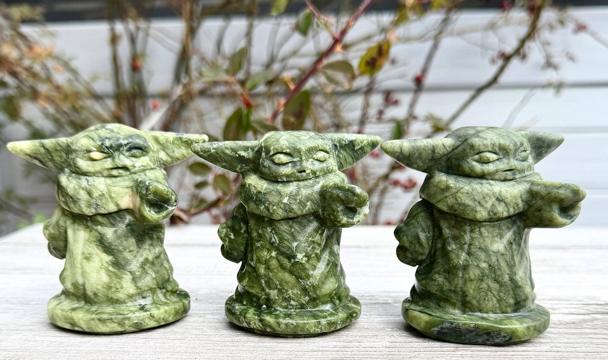 Natural Nephrite Jade Yoda 8cm Healing Energy