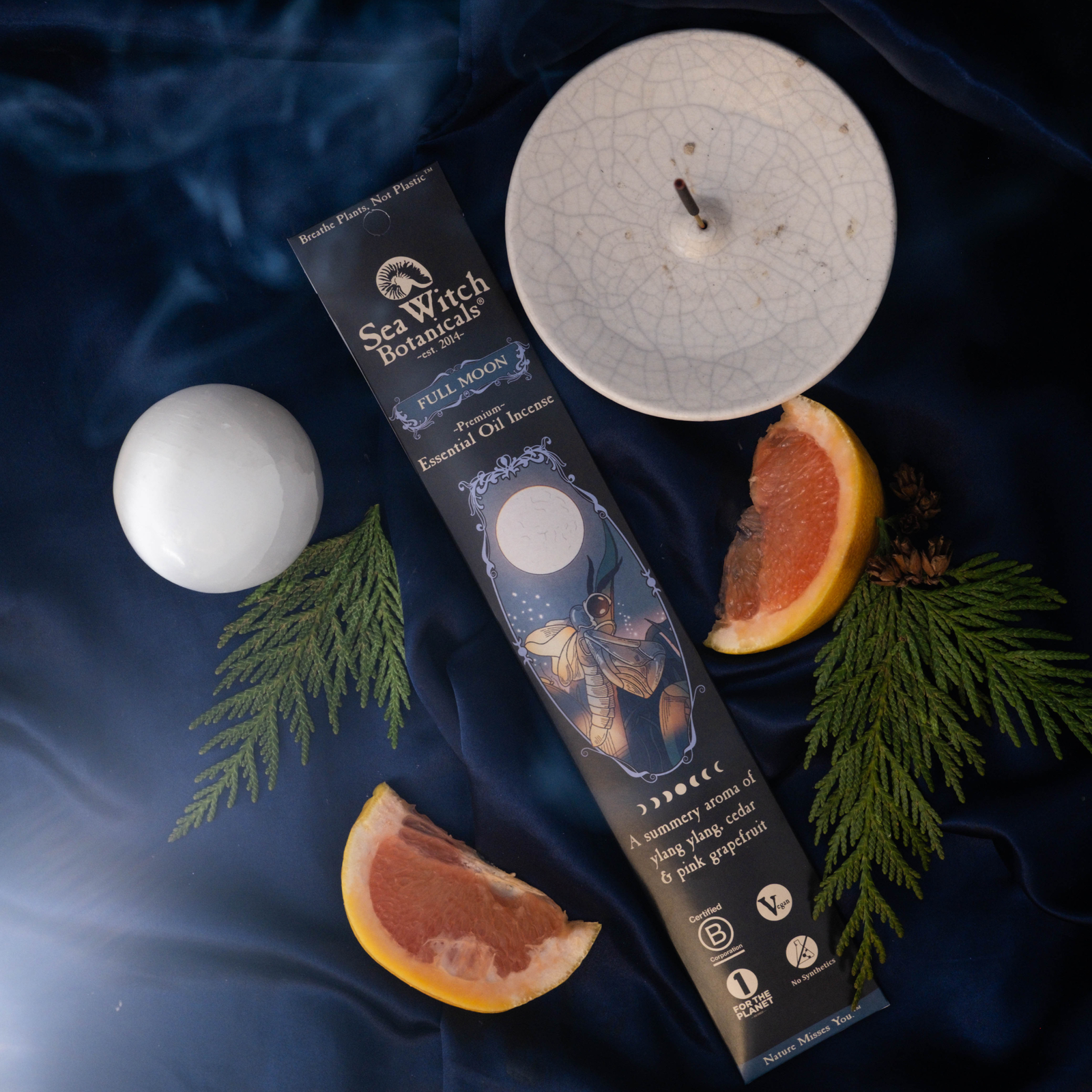 Full Moon Premium Incense: with Grapefruit, Cedarwood, Ylang Ylang & Honeyed Florals