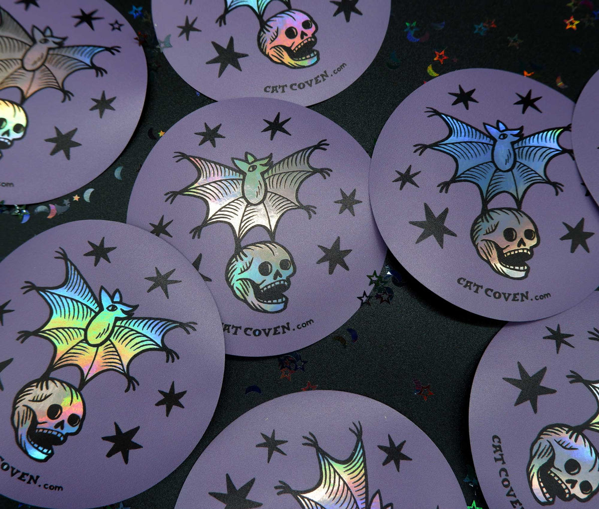 Bat & Skull - Holographic Sticker