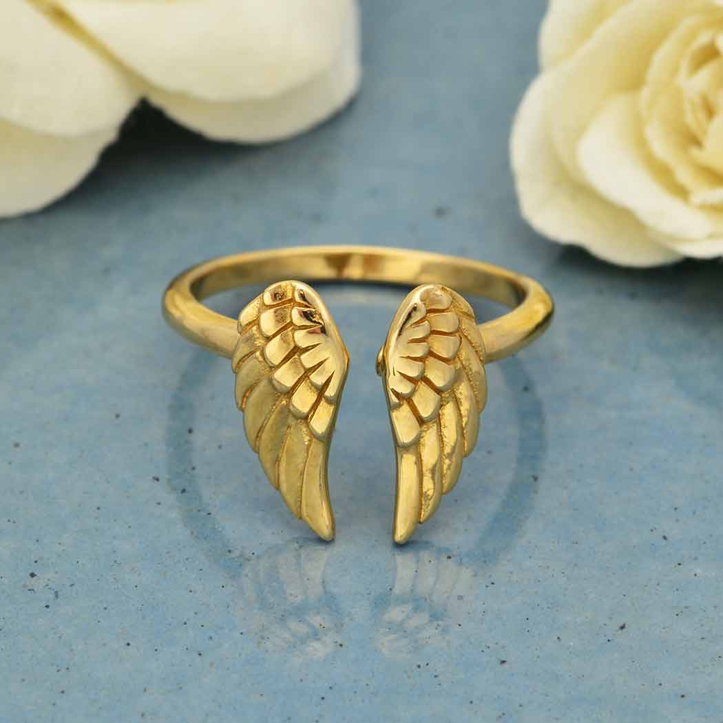 Golden Bronze Adjustable Angel Wing Ring