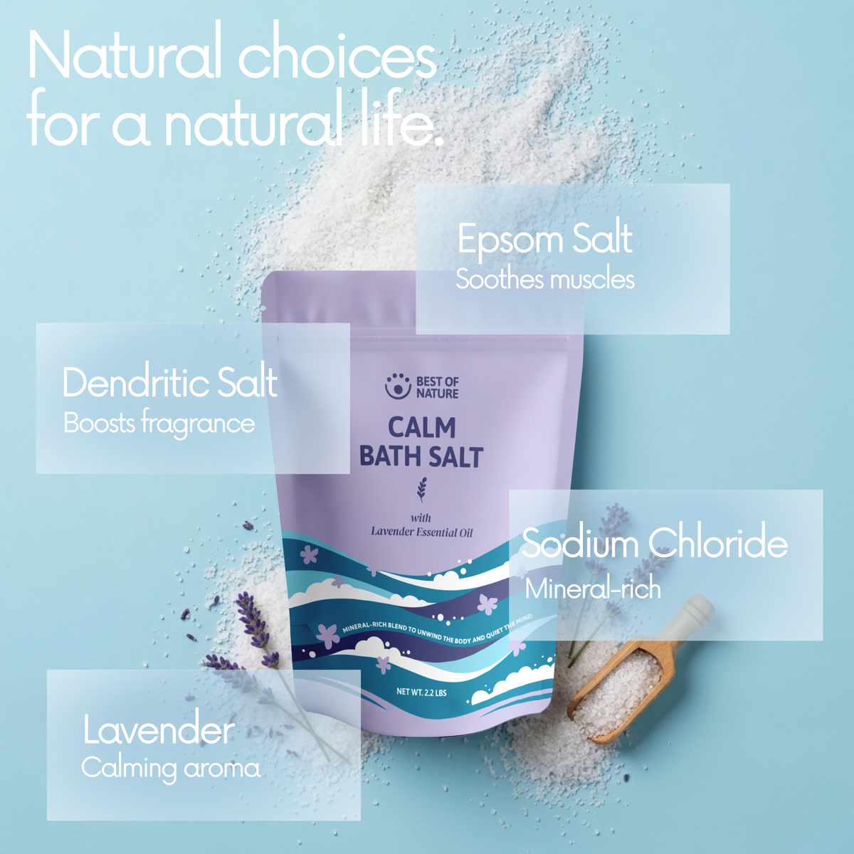 Calm Mineral Bath Salt with Lavender Essential Oil