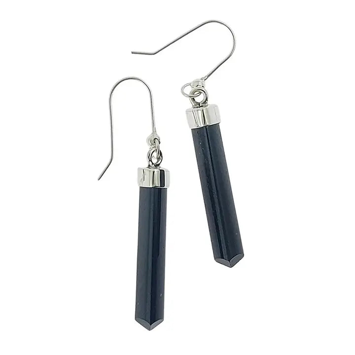 Black Tourmaline Crystal Gemstone Earrings