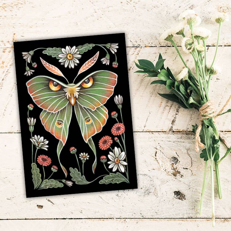 Moth Art Print Folk Decor Print