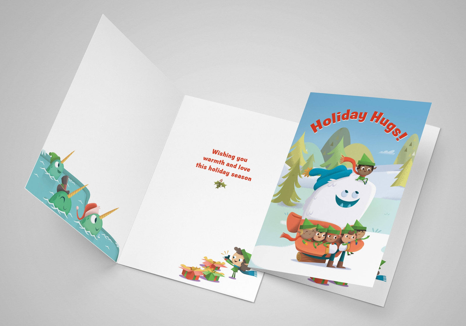 Yeti and Elves Holiday Card