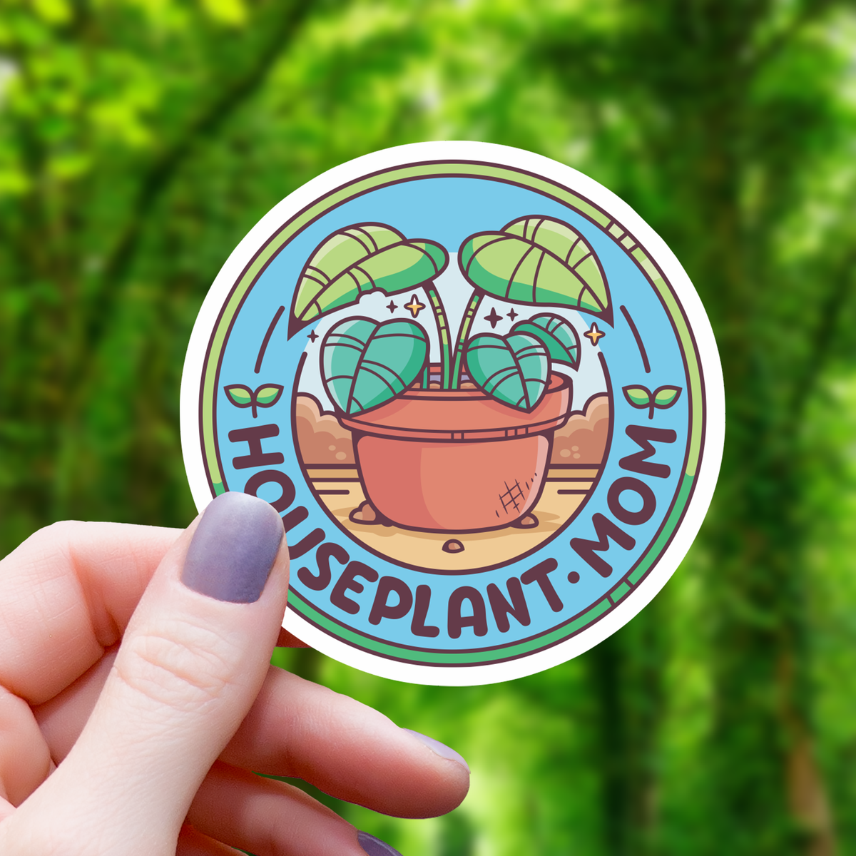 Houseplant Mom Badge Sticker - 3"