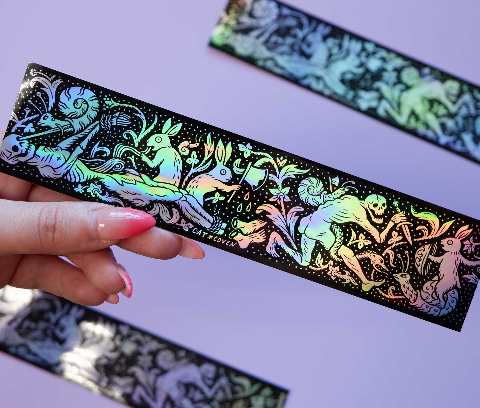 Rabbits vs Skeletons - Holographic Sticker