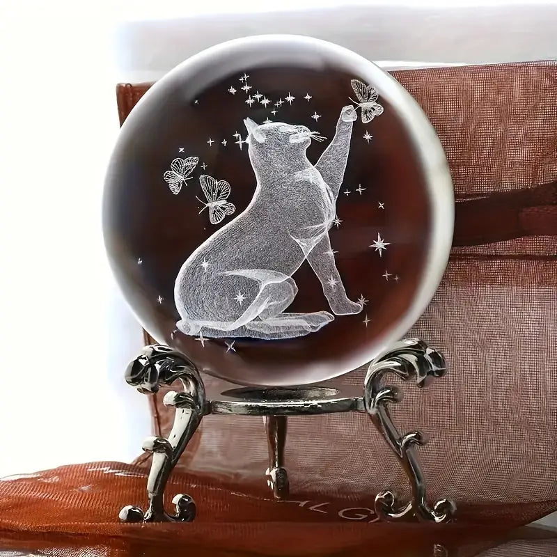 Clear Glass Sphere with Engraved Image