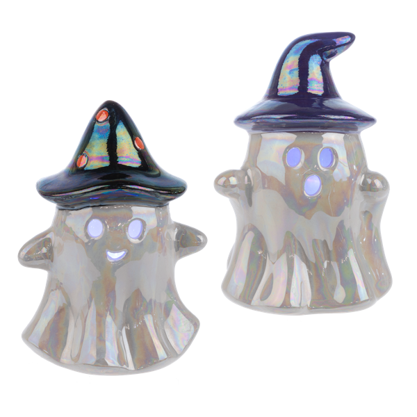 Iridescent Light Up Ghost Figurine | Color-Changing Halloween Decor