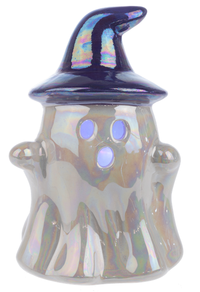 Iridescent Light Up Ghost Figurine | Color-Changing Halloween Decor