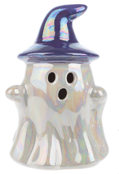 Iridescent Light Up Ghost Figurine | Color-Changing Halloween Decor