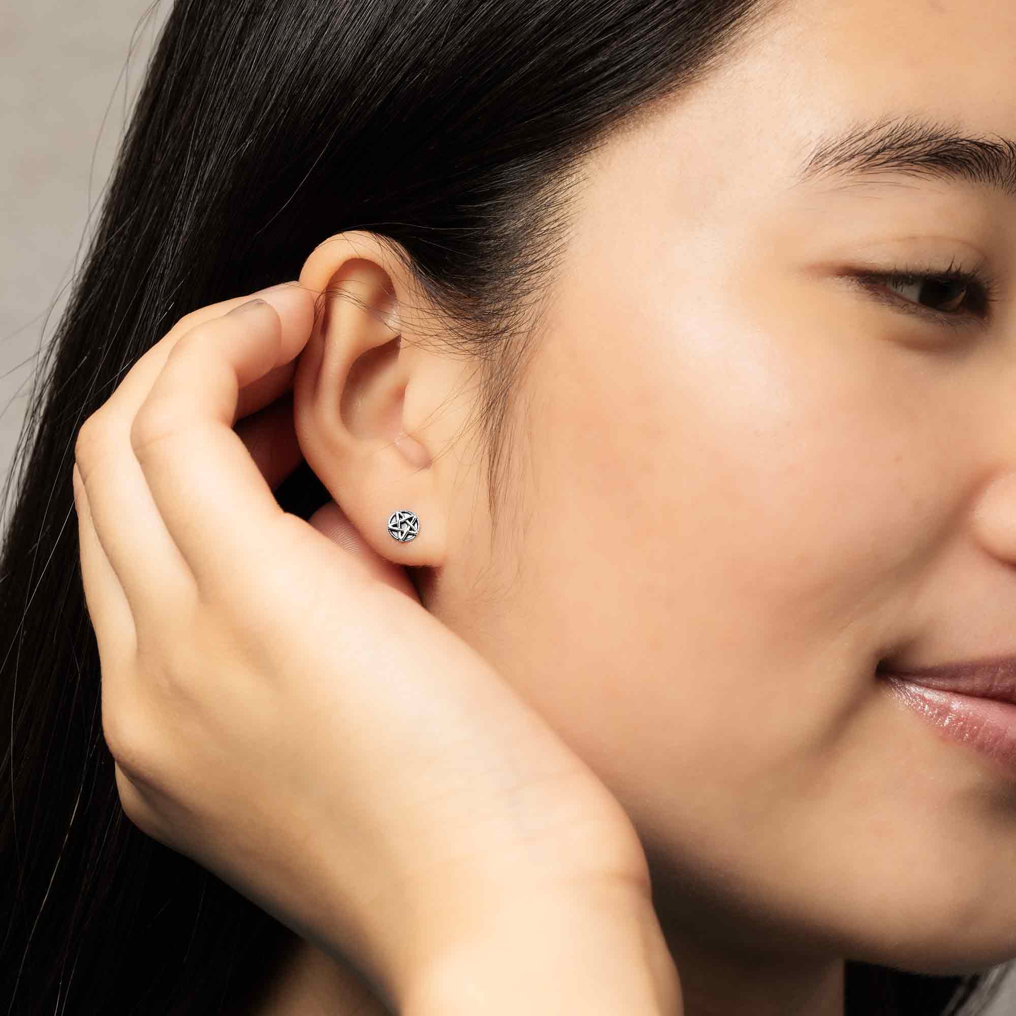 Sterling Silver Pentacle Post Earrings 5x5mm