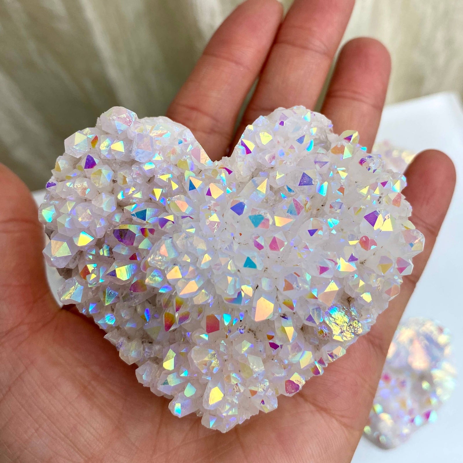 Angel Aura Quartz Cluster Crystal Heart