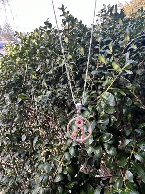 Cats looking at Moon Baltic Amber Sterling Silver Pendant