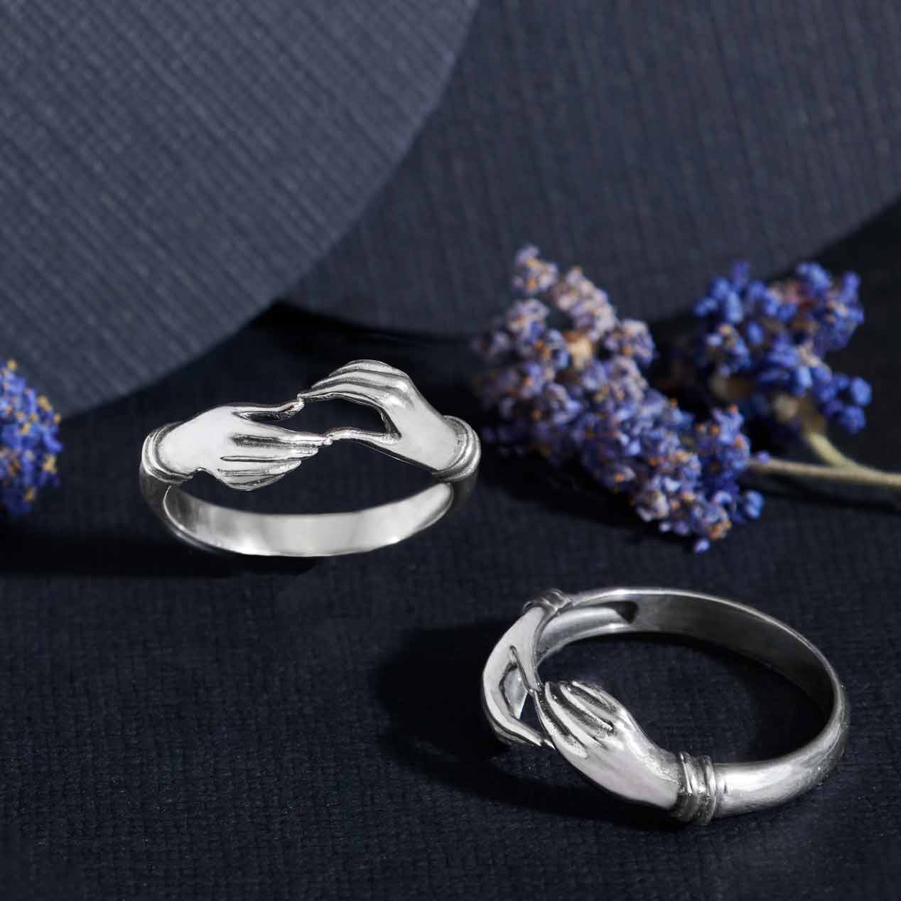 Sterling Silver Lover's Hands Ring