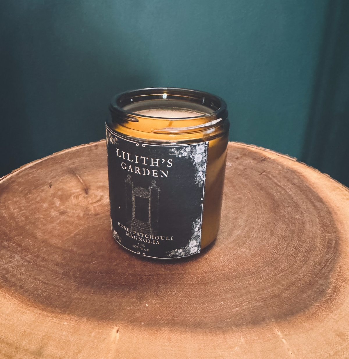 Lilith's Garden : Scented Soy Candle : 8oz : Amber Glass Jar
