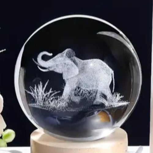 Clear Glass Sphere with Engraved Image