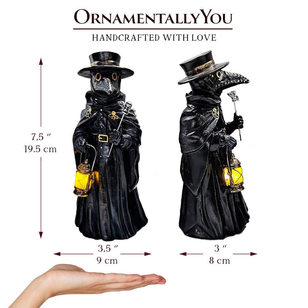 Plague Doctor Creepy Home Figurine, 8" LED Haunted Halloween