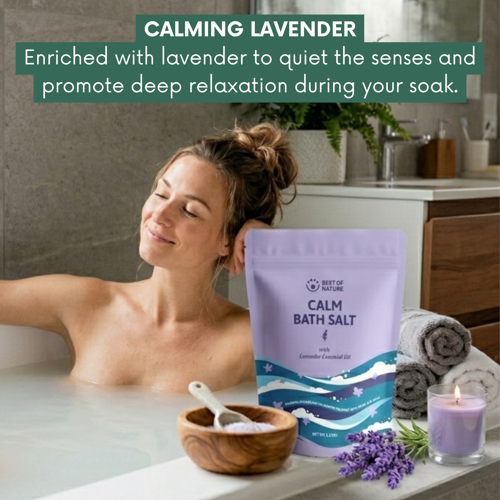 Calm Mineral Bath Salt with Lavender Essential Oil