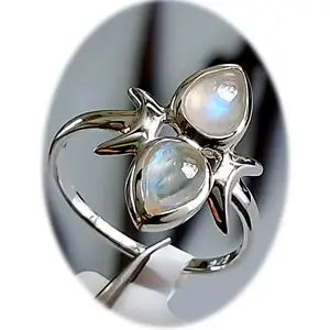 The Seasons of Life Sterling Ring - Rainbow Moonstone