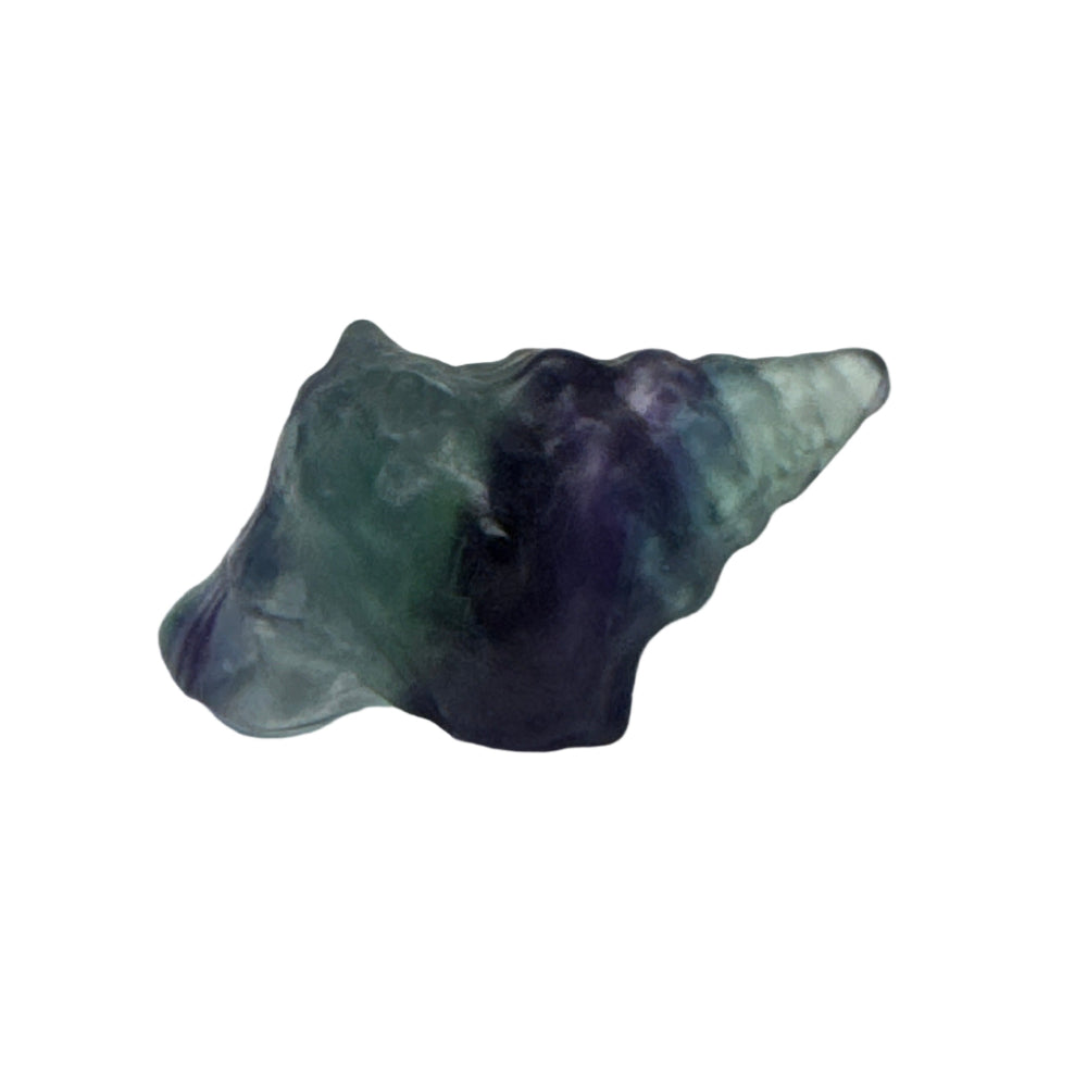 Fluorite crystal on a white background