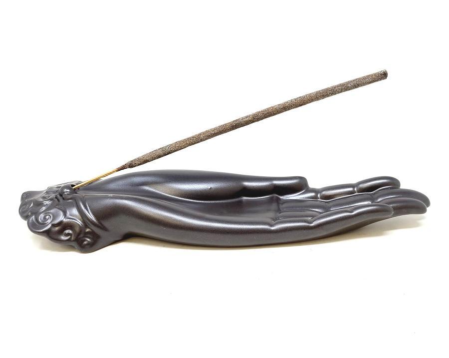 Ceramic Buddha Hand Incense Burner (10"L)