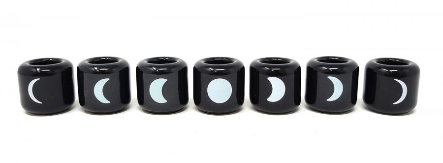 Black Moon Phase Chime Candle Holder Set of Seven