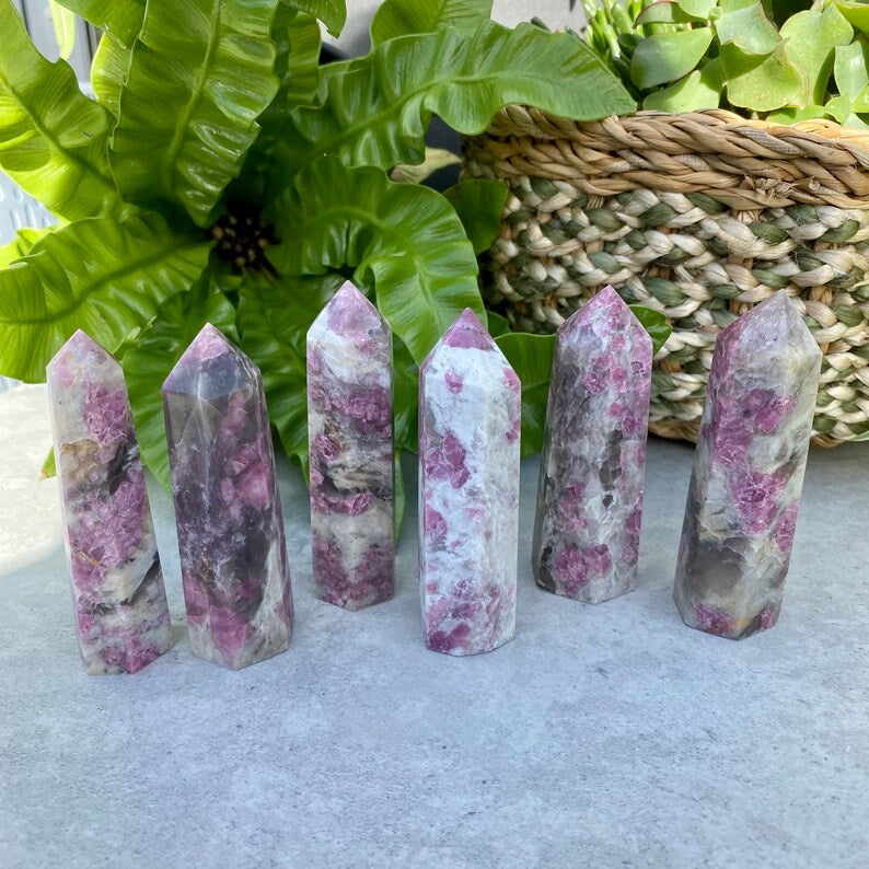 Natural Pink Tourmaline Unicorn Stone Gemstone Point Obelisk Tower 