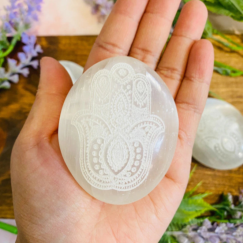 Selenite Palm Stone