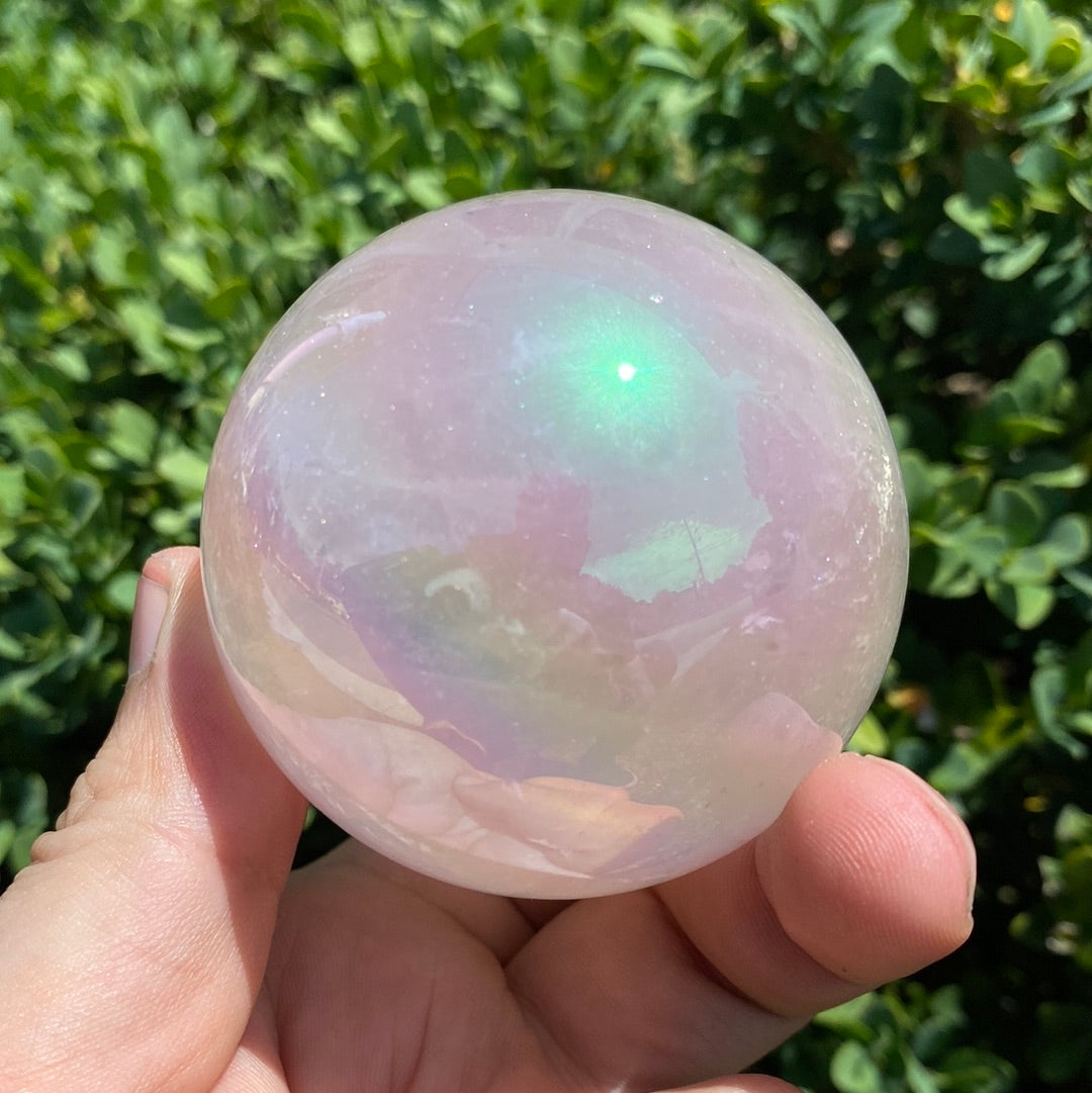 Rose Quartz Angel Aura Gemstone Sphere