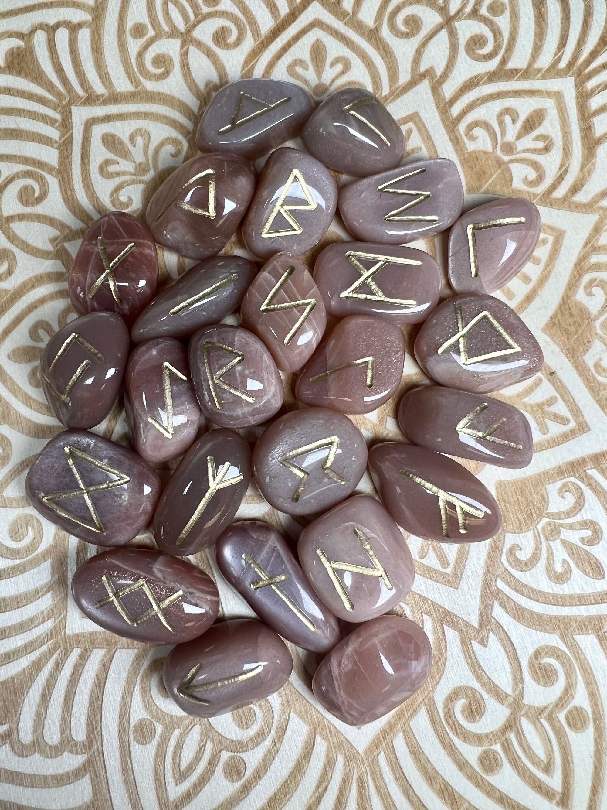 Moonstone Runes Set of 25 - Intuitive Divination Tool - Cast a Stone