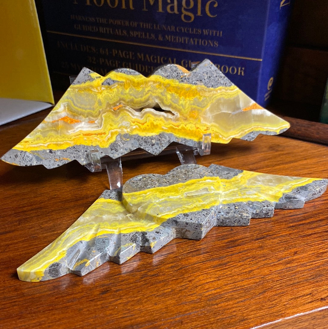 Bumblebee Jasper Heart with Wings Polished Gemstone