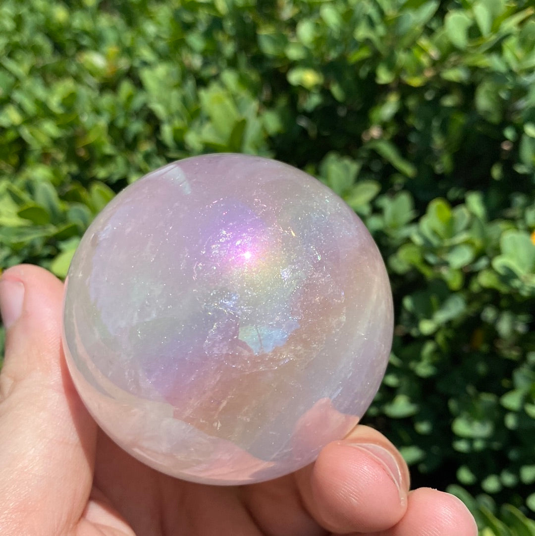 Rose Quartz Angel Aura Gemstone Sphere